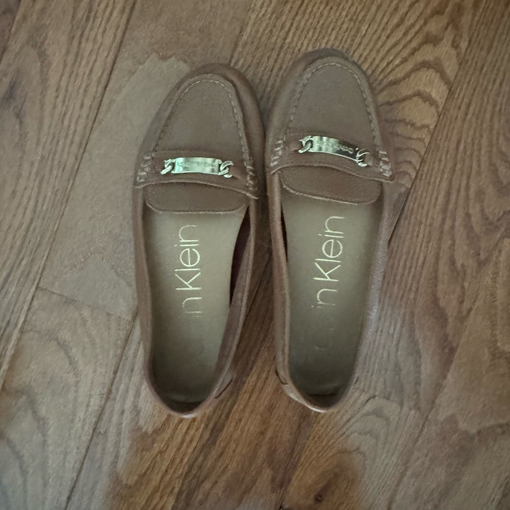 Calvin Klein Tan Loafers with Gold Detail